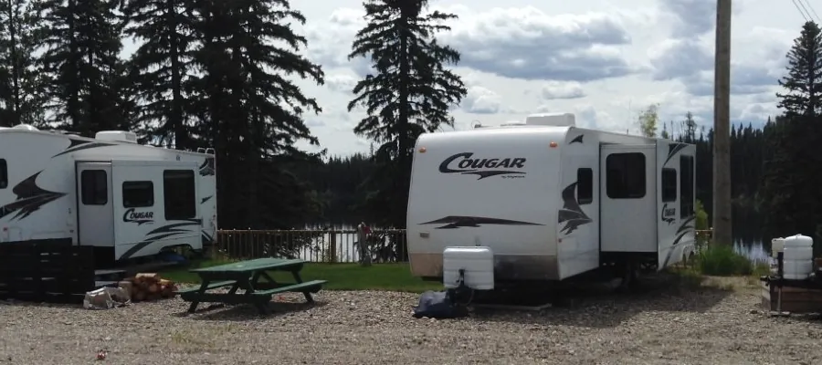 RVs at lakeside sites