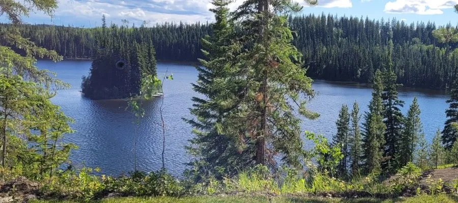Lake view with the small island